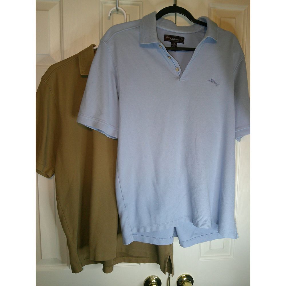 Lot of 2 Tommy‎ Bahama Golf Polo Shirt Short Sleeve Casual Blue Cotton Blend Med